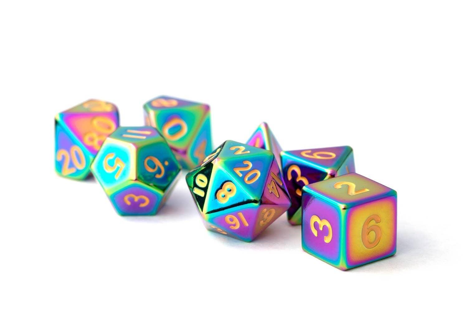 16mm Rainbow Metal Polyhedral Dice Set - Oddball Games